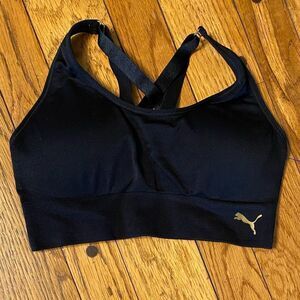 Puma black cross back pullover sports‎ bra